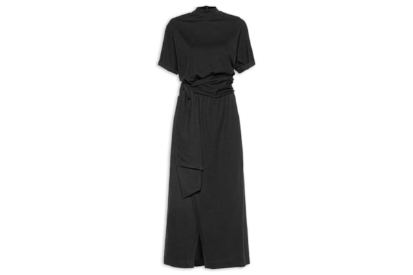 Vestido Midi Saia Transpassada - Preto