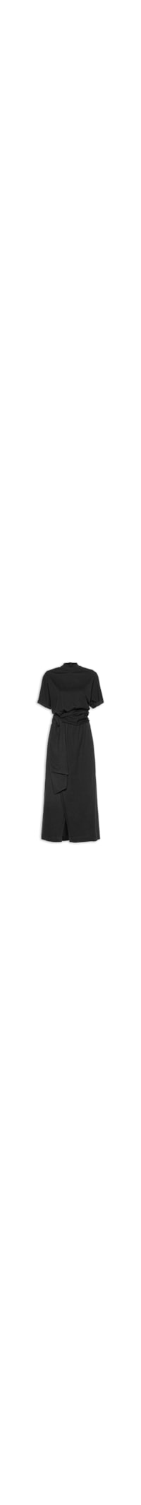 Vestido Midi Saia Transpassada - Preto