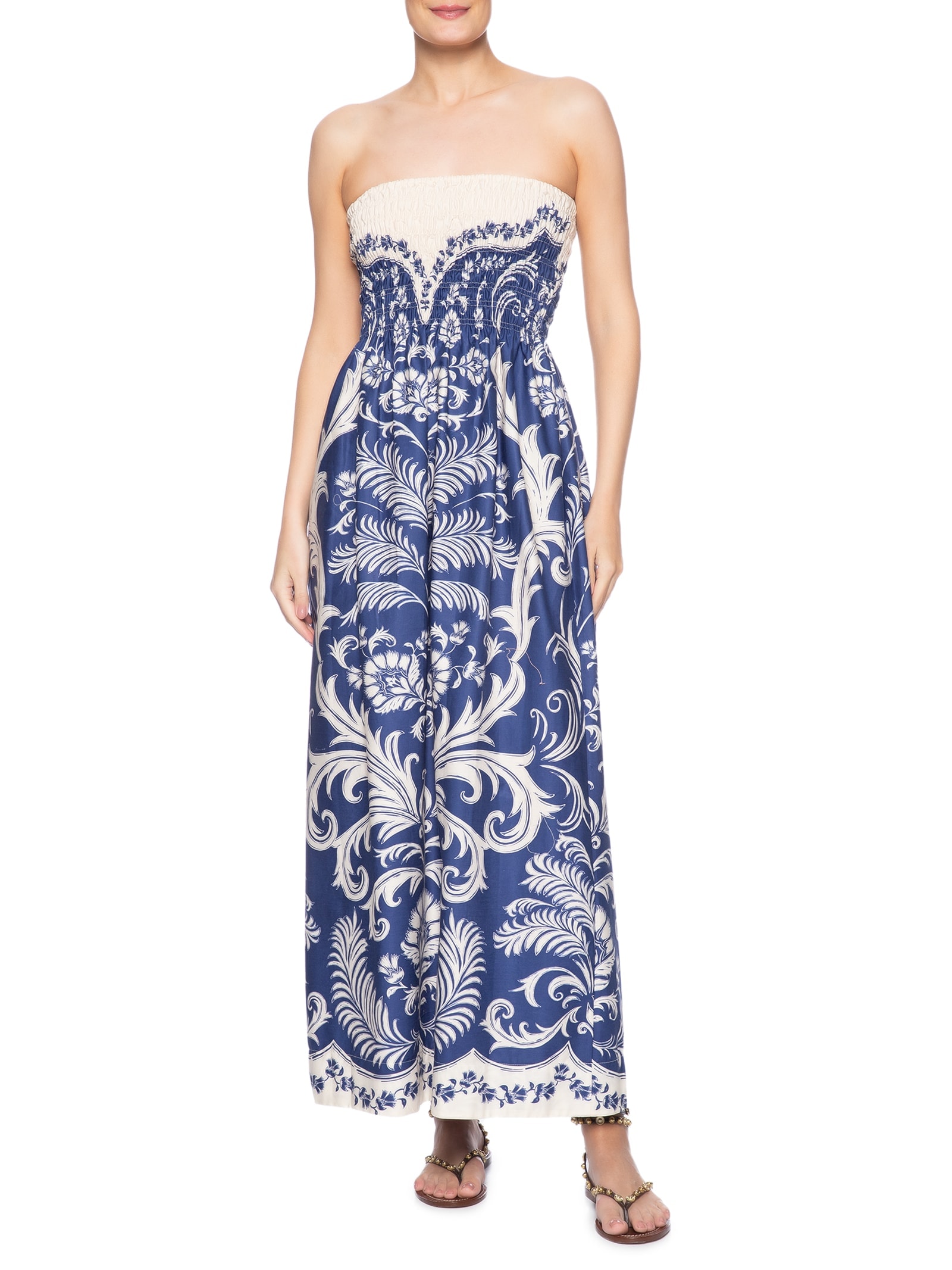 Vestido Midi Santorini Azul Farm