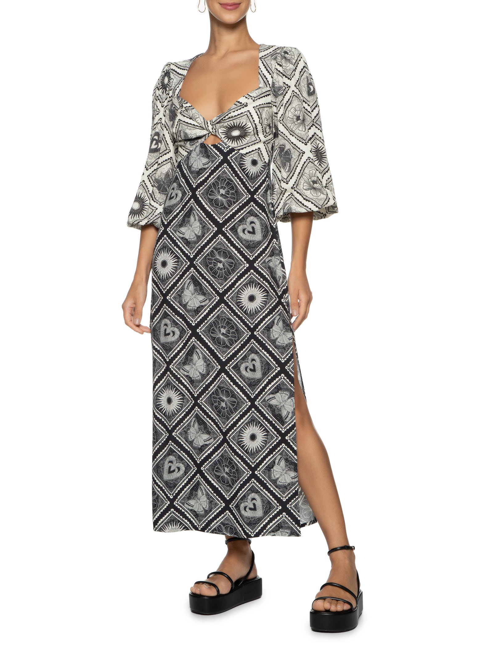 Vestido Midi Selos Preto Dress To