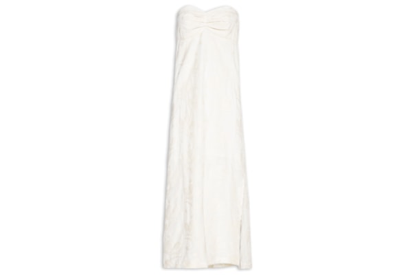 Vestido Midi Sem Alça Bordado Holambra - Off White