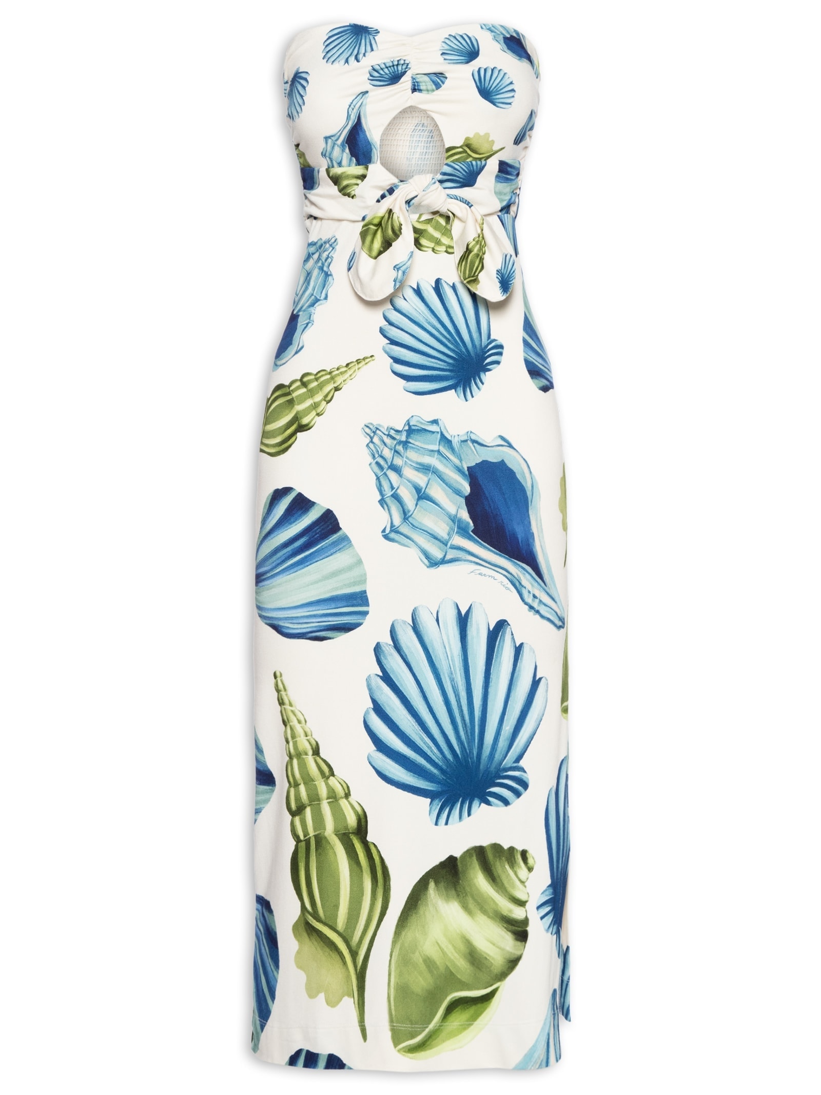 Vestido Midi Sem Alça Concha Litoral Branco Farm