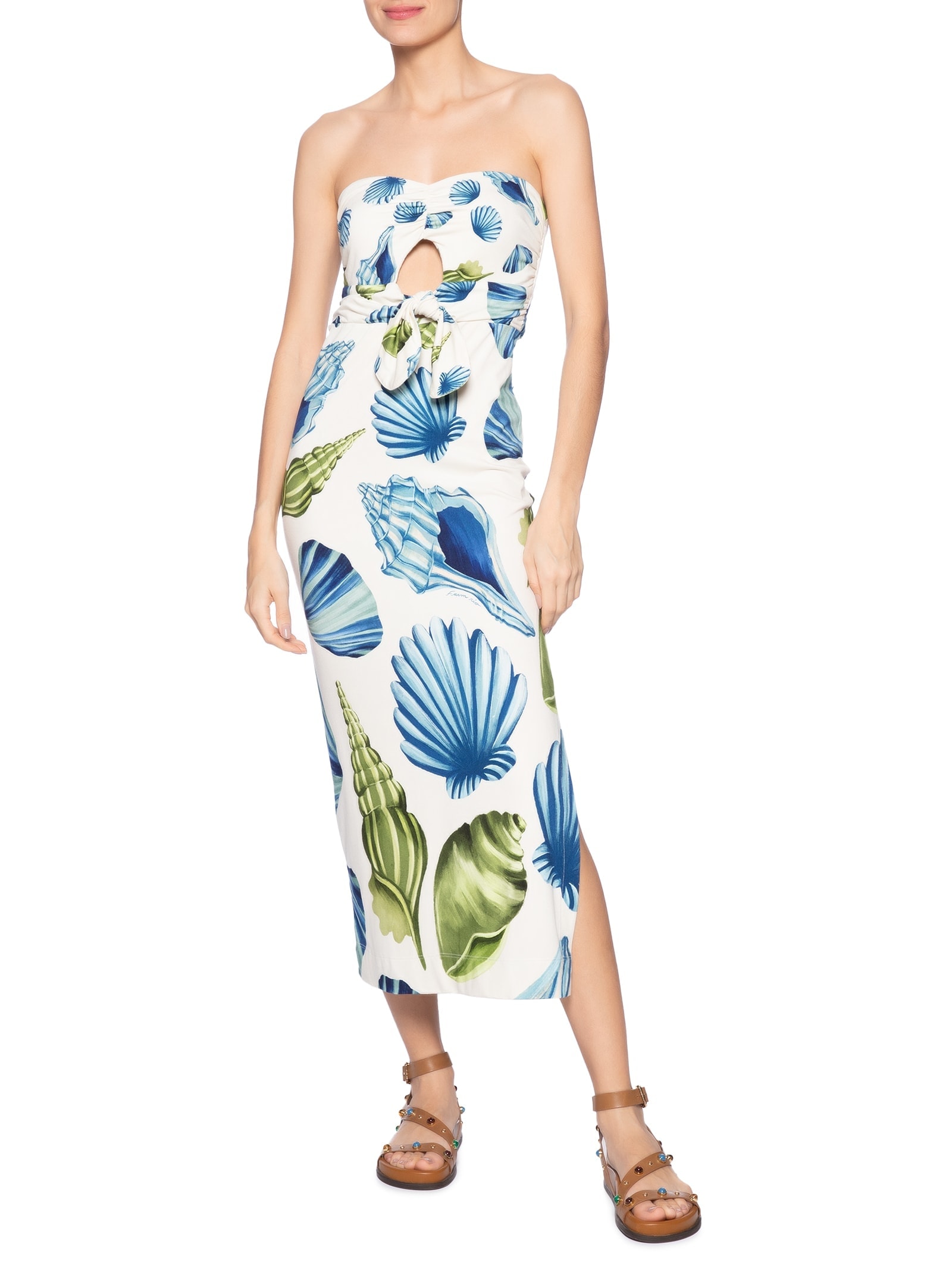 Vestido Midi Sem Alça Concha Litoral Branco Farm