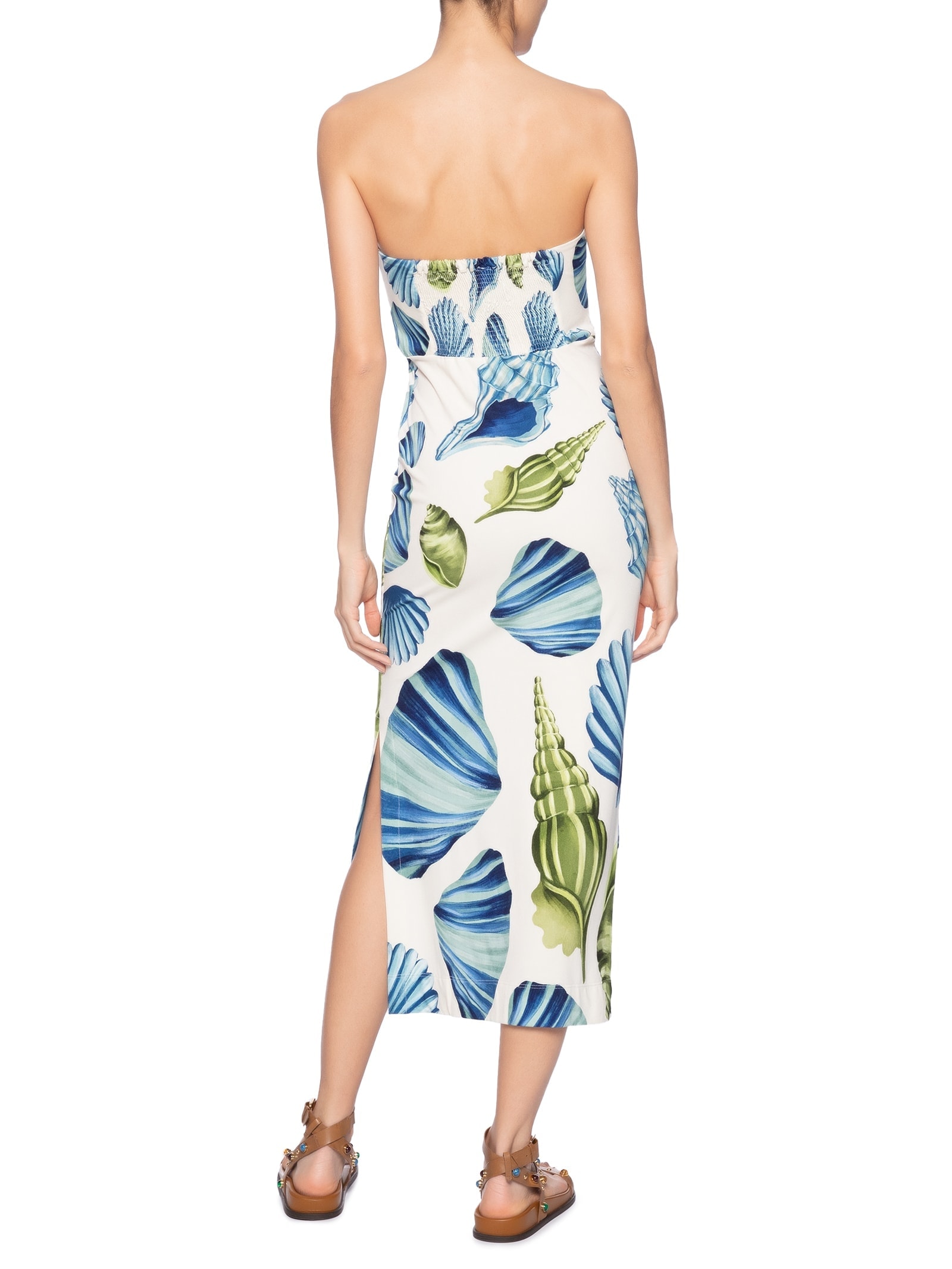 Vestido Midi Sem Alça Concha Litoral Branco Farm