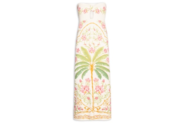 Vestido Midi Sem Alça Floral Nusa - Off White