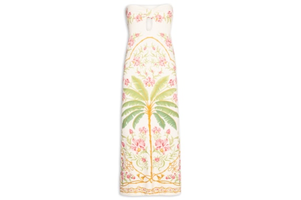 Vestido Midi Sem Alça Floral Nusa - Off White