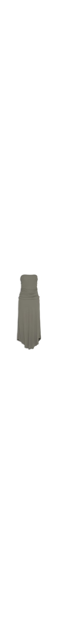 Vestido Midi Sem Alça Franzido - Marrom