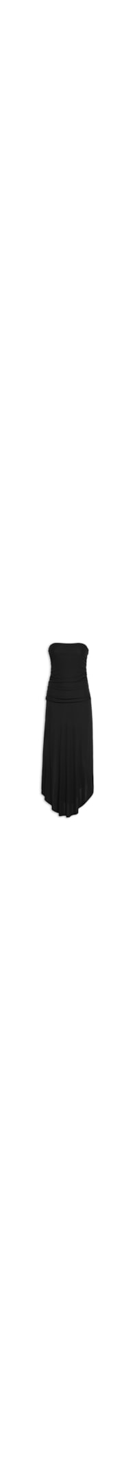 Vestido Midi Sem Alça Franzido - Preto