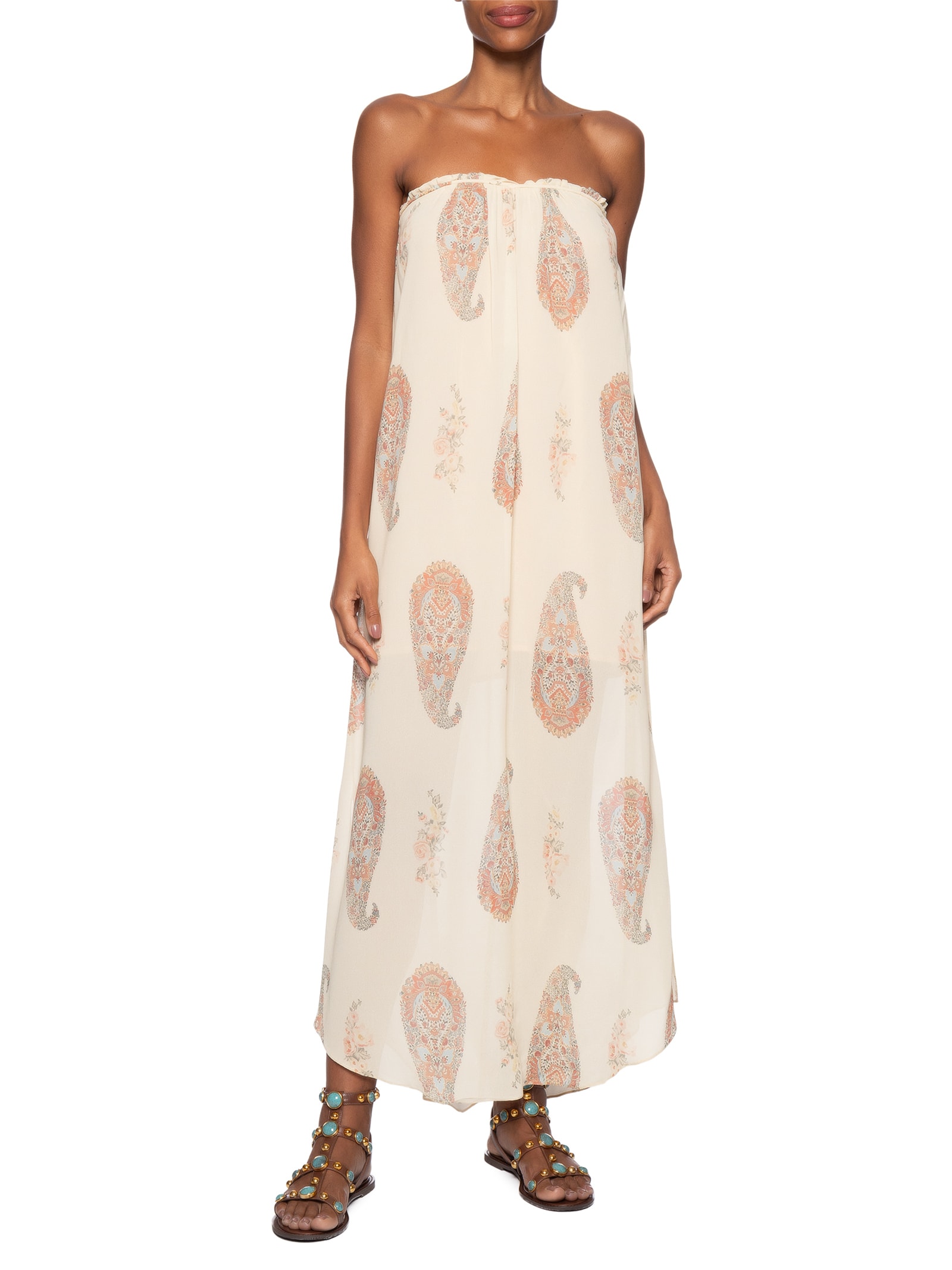 Vestido Midi Sem Alça Ggt Flory Bege Maria Filó