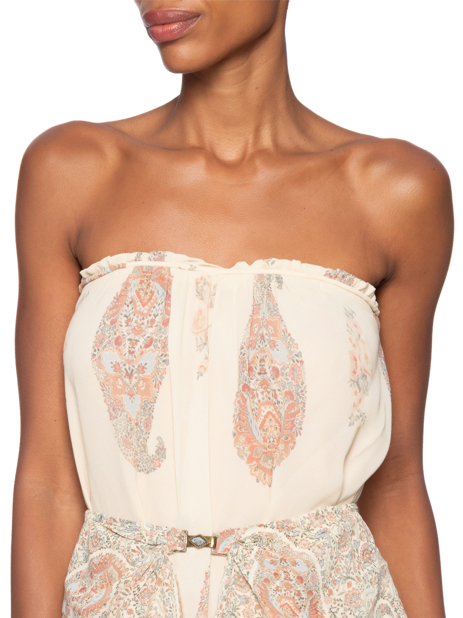 Vestido Midi Sem Alça Ggt Flory Bege Maria Filó