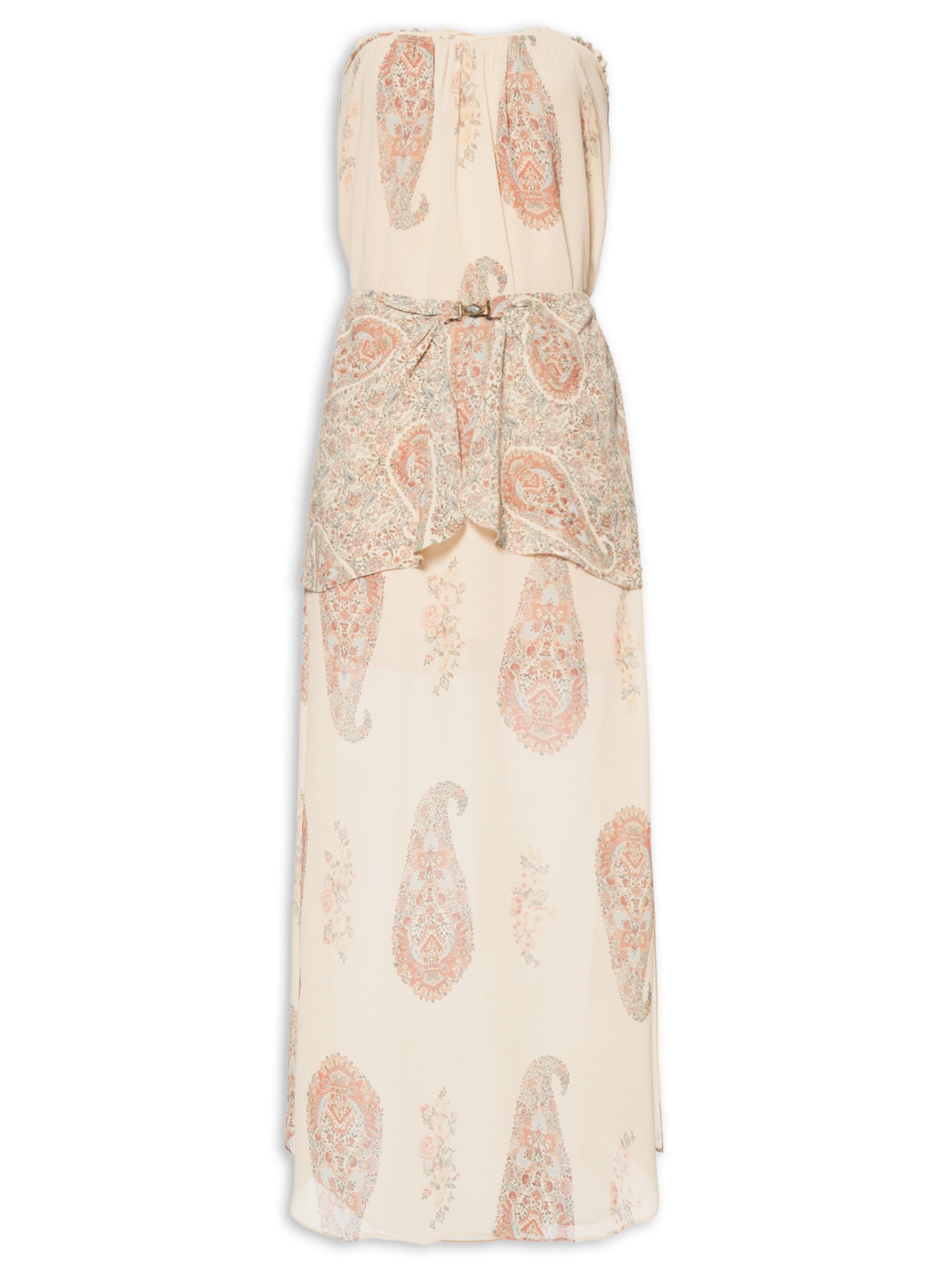 Vestido Midi Sem Alça Ggt Flory Bege Maria Filó