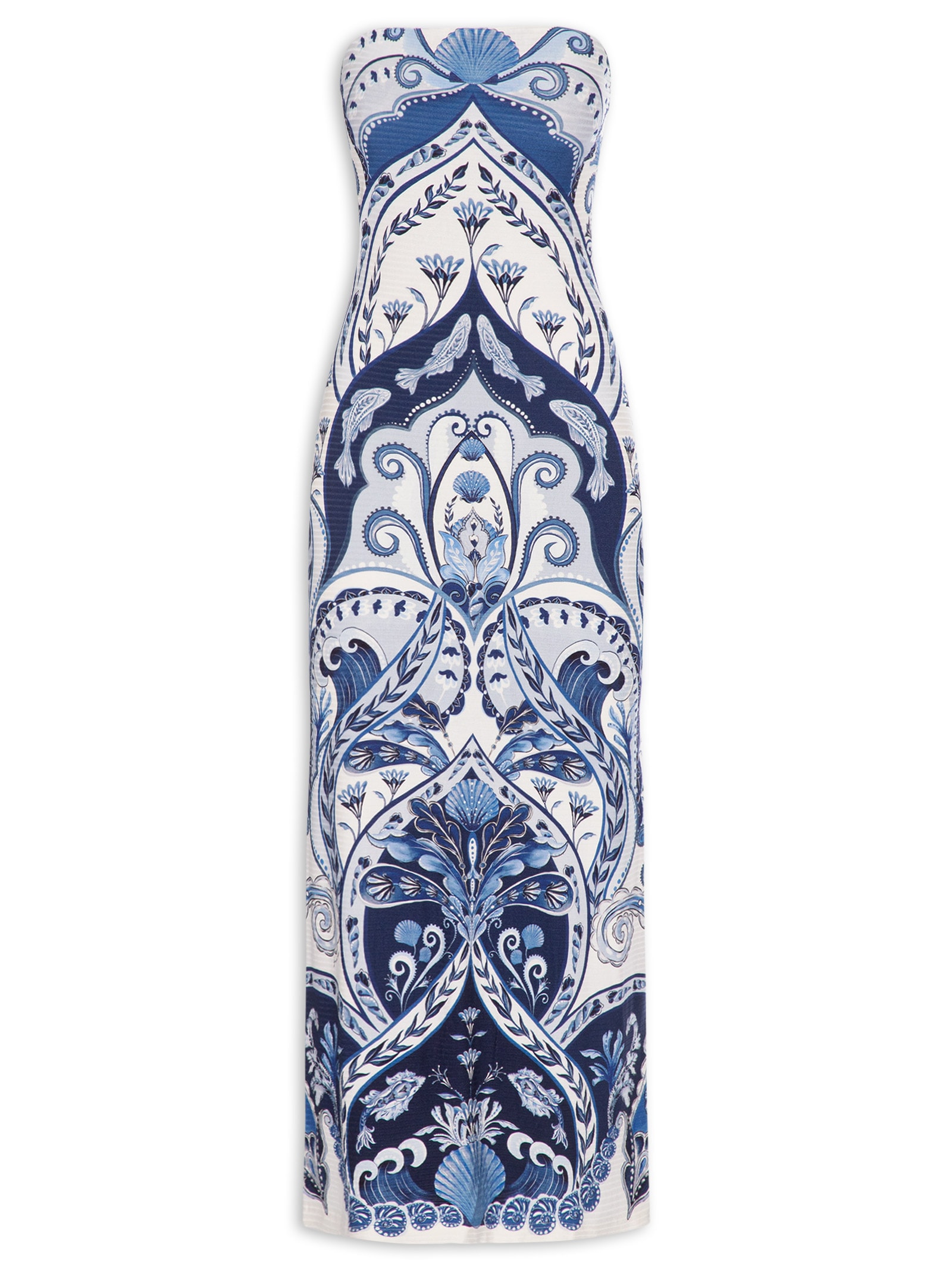 Vestido Midi Sem Alça Ondina Azul Farm