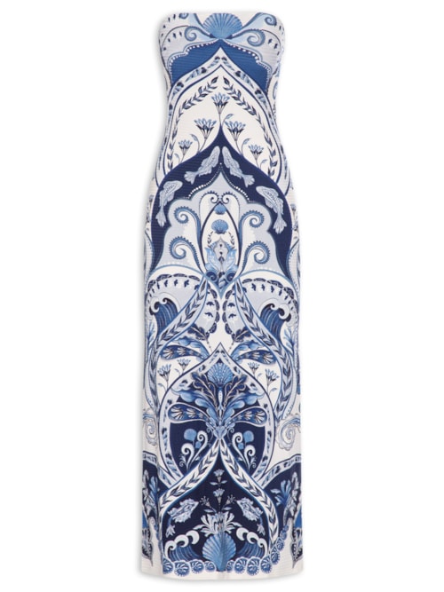 Vestido Midi Sem Alça Ondina - Azul