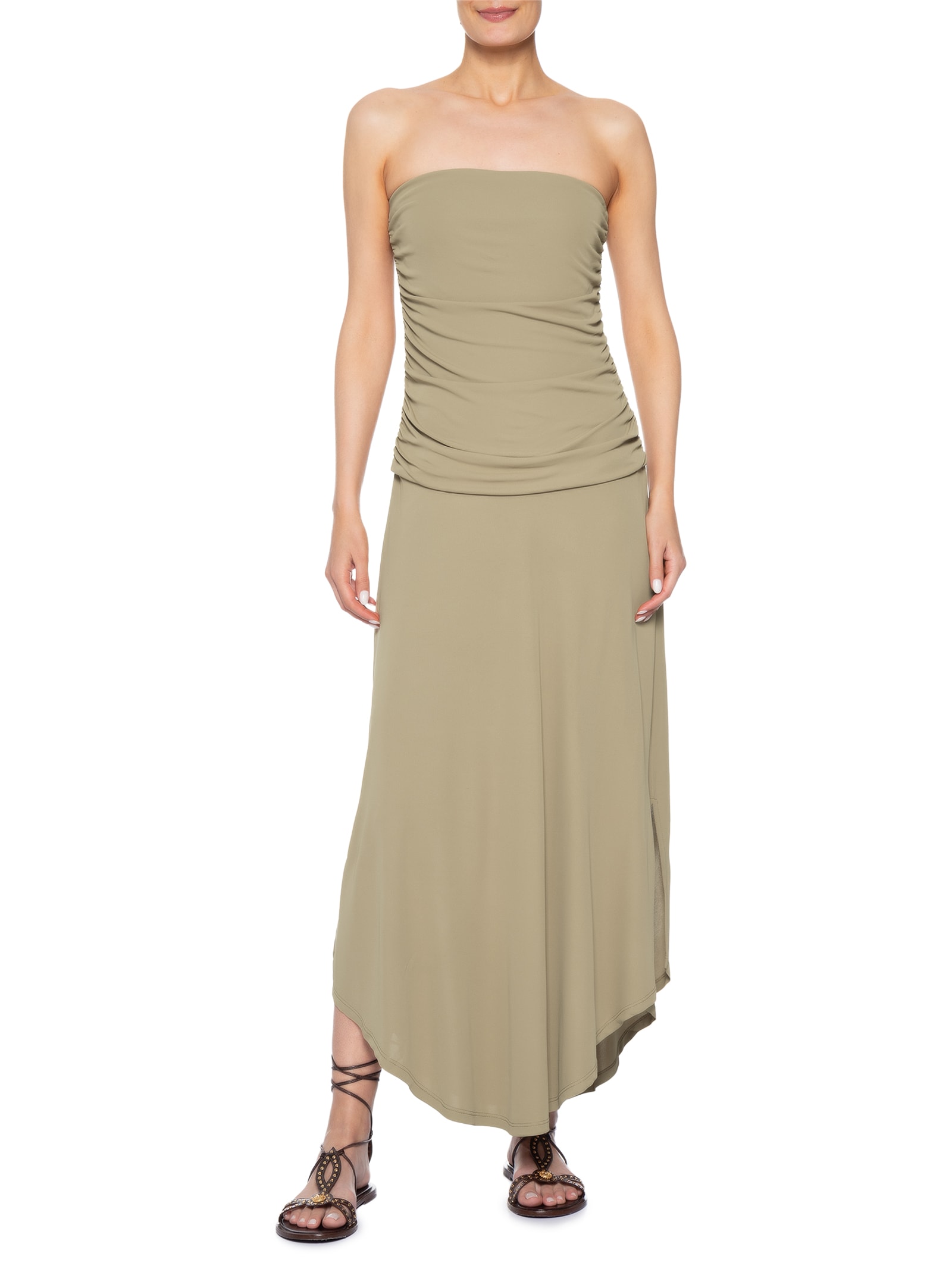 Vestido Midi Sem Alça Verde Maria Filó