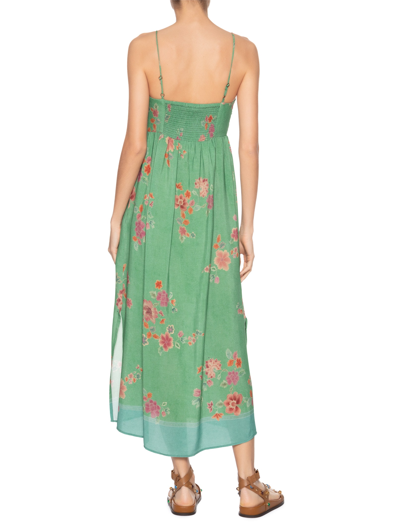 Vestido Midi Sem Manga Estampa Bliss Verde Maria Filó