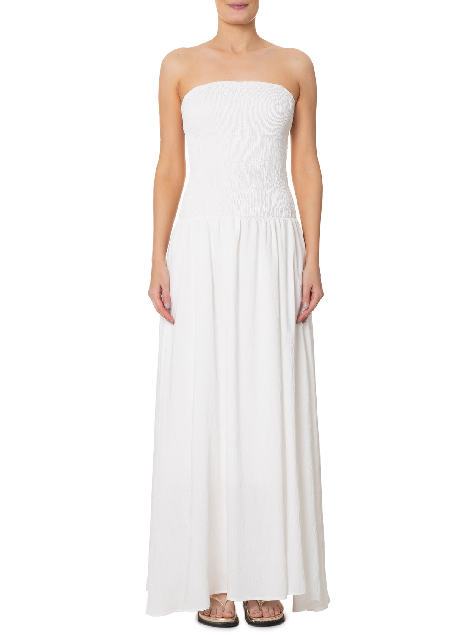 Vestido Midi Sem Manga Off White Basiq