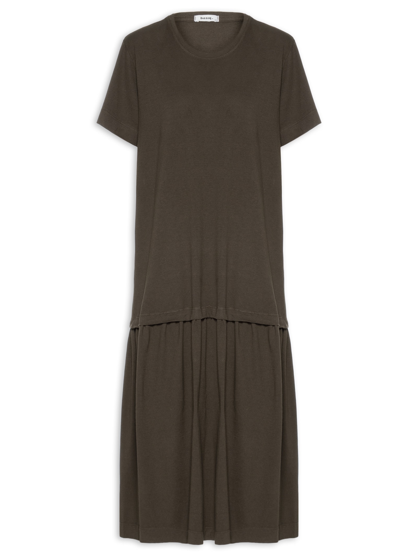 Vestido Midi Sobreposto Marrom Basiq