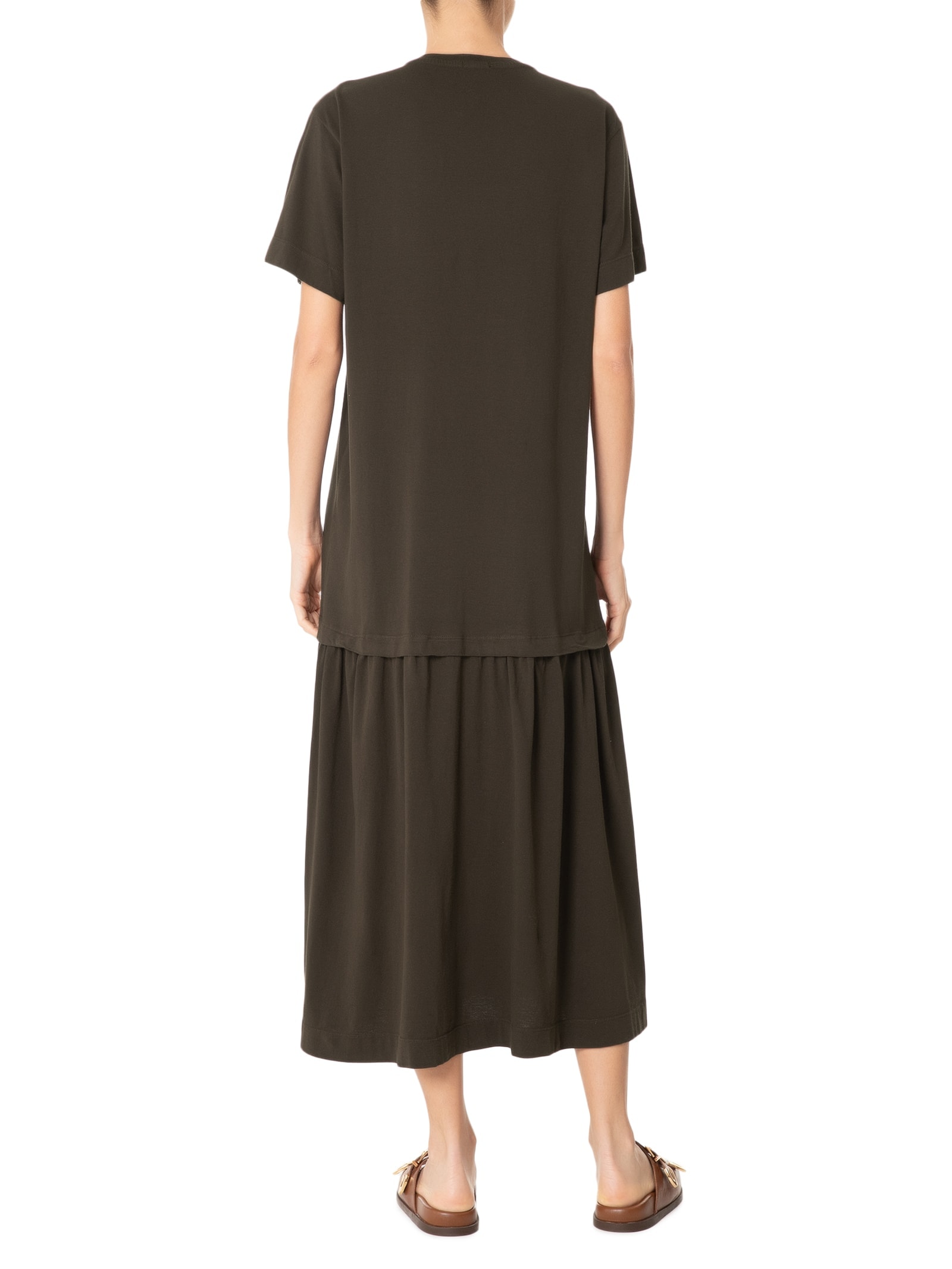 Vestido Midi Sobreposto Marrom Basiq