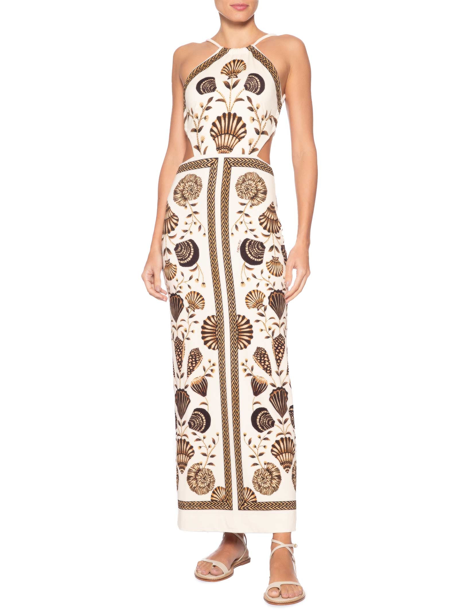 Vestido Midi Sonho De Concha Bege Farm