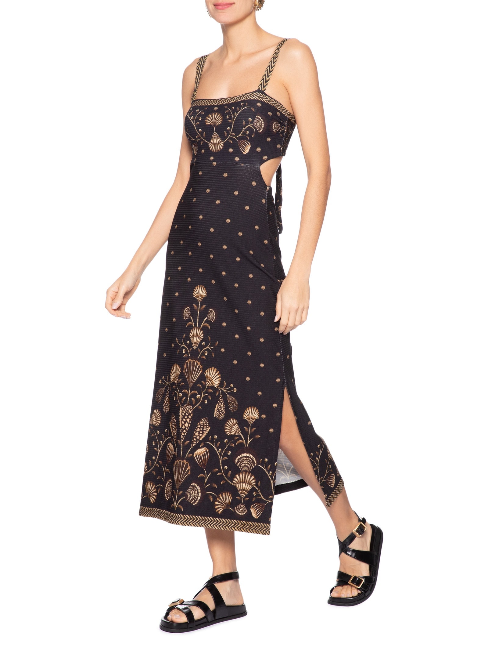 Vestido Midi Sonho De Concha Preto Farm