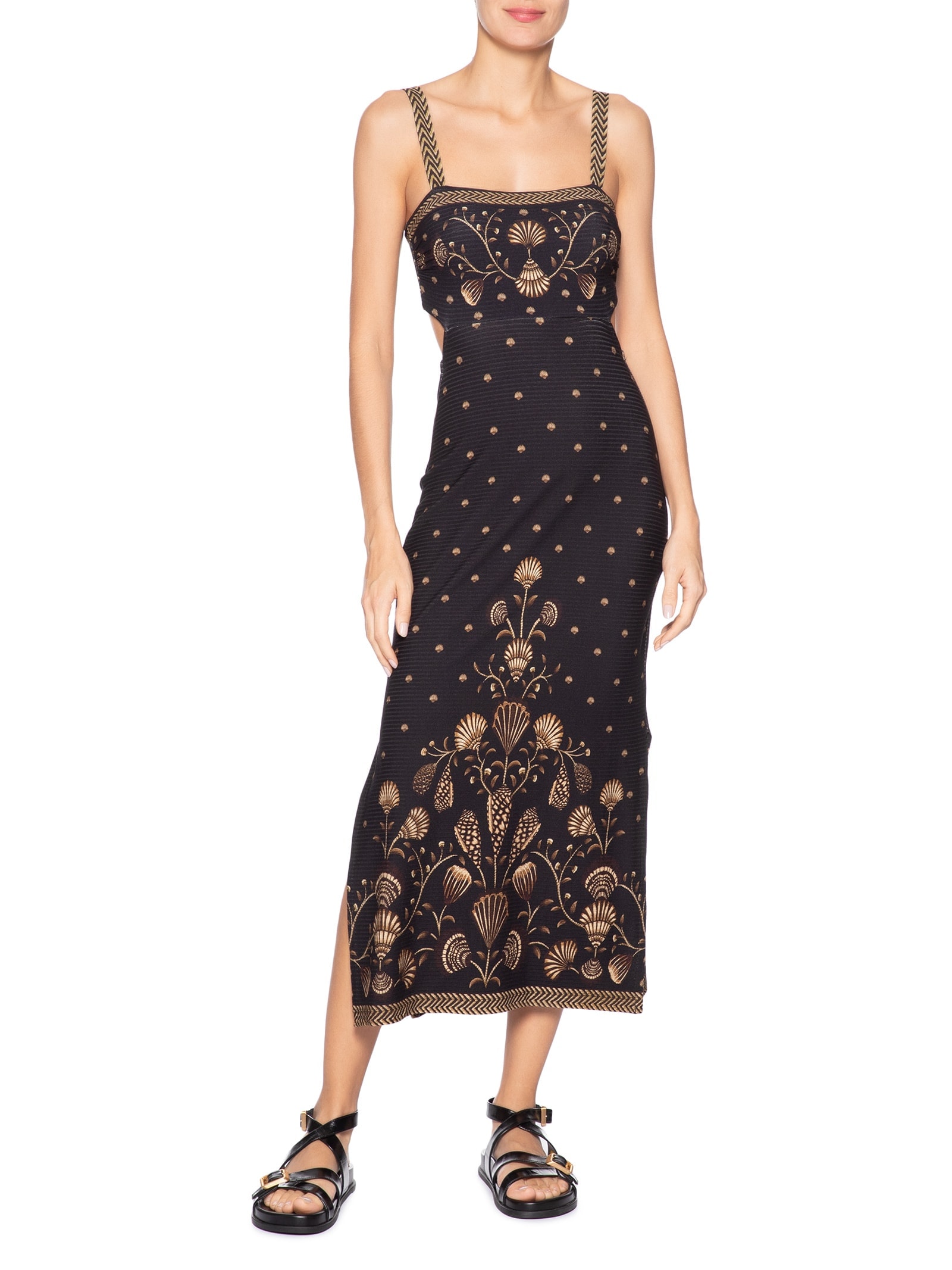 Vestido Midi Sonho De Concha Preto Farm