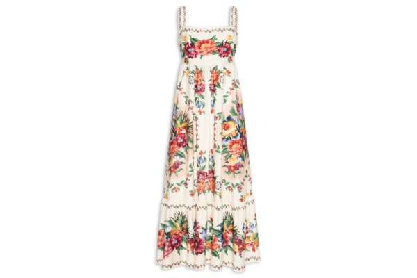 Vestido Midi Tapete De Flor - Off White
