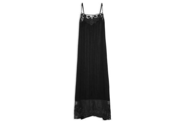 Vestido Midi Tela Bordada - Preto