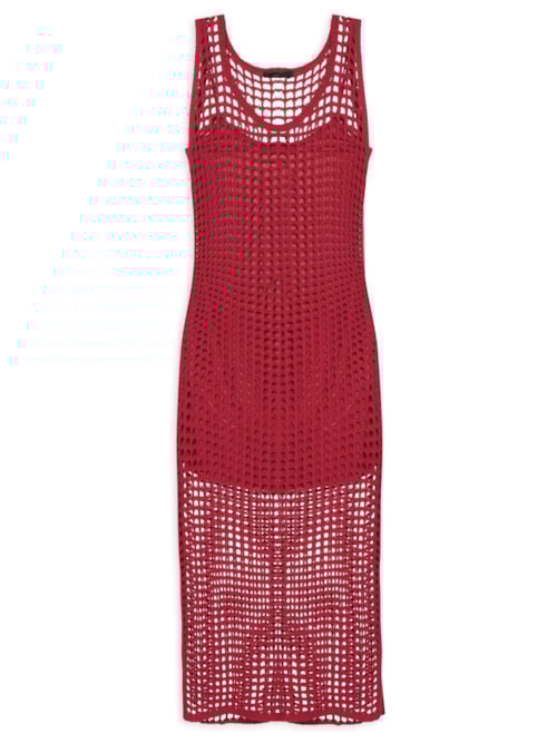 Vestido Midi Tela Tricot Ecológico – Vermelho