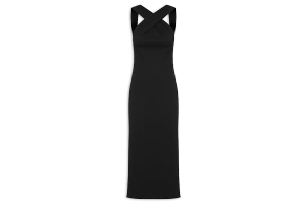 Vestido Midi Textura Longo - Preto