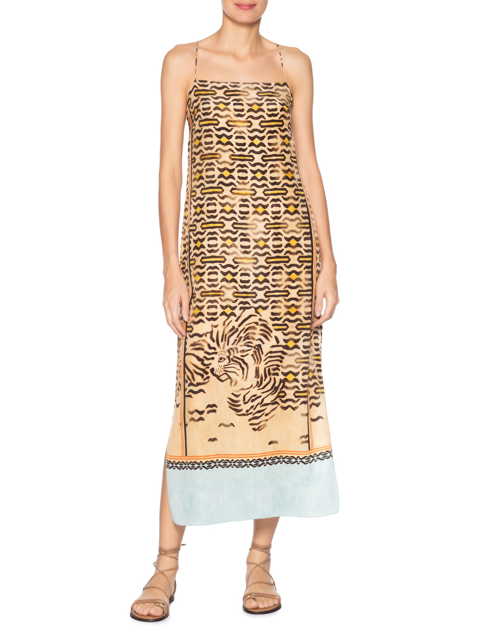 Vestido Midi Tigre Color Animal Print Animale