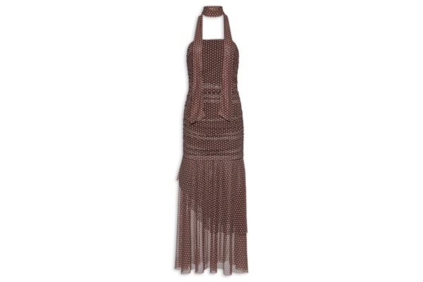 Vestido Midi Tomara Que Caia em Poá - Marrom