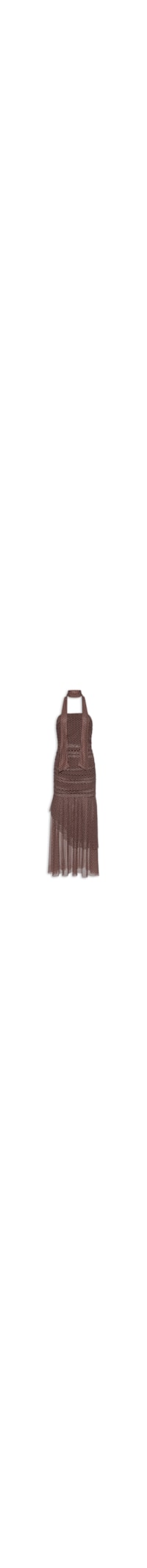 Vestido Midi Tomara Que Caia em Poá - Marrom