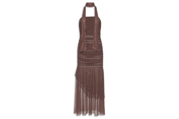 Vestido Midi Tomara Que Caia em Poá - Marrom