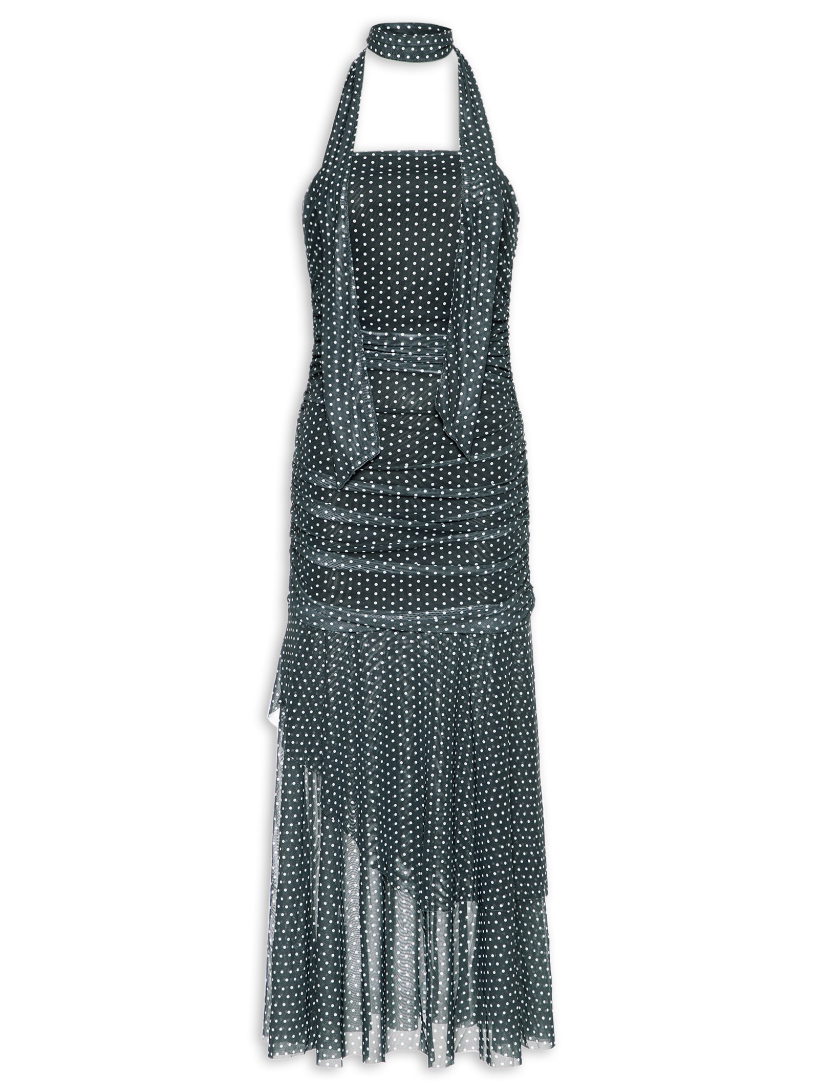 Vestido Midi Tomara Que Caia em Poá Preto Market 33