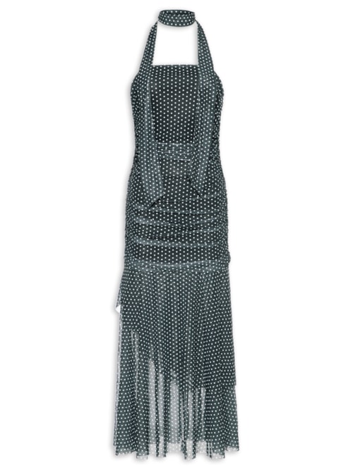 Vestido Midi Tomara Que Caia em Poá - Preto