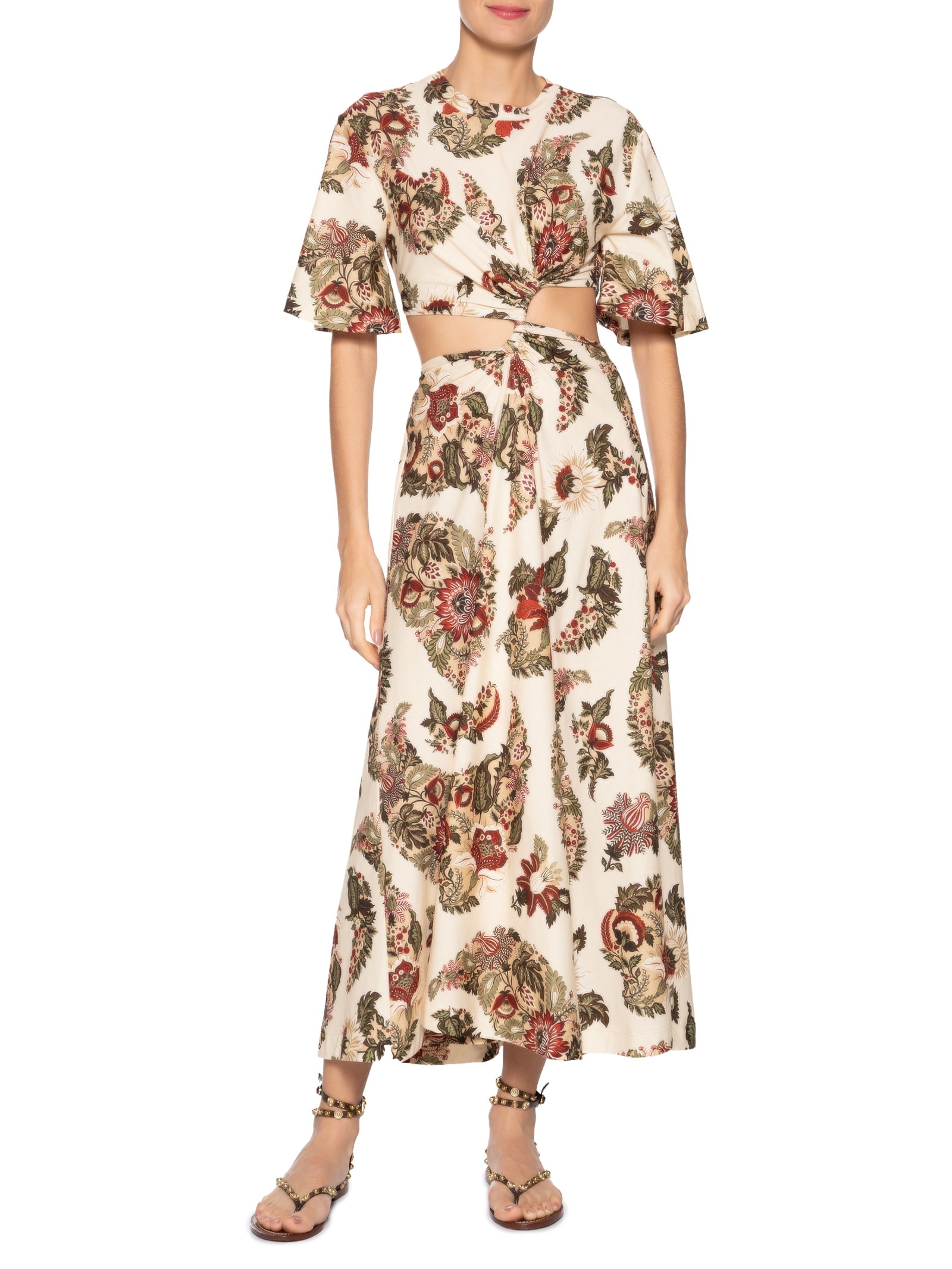 Vestido Midi Torção Floral Raiana Amarelo Farm