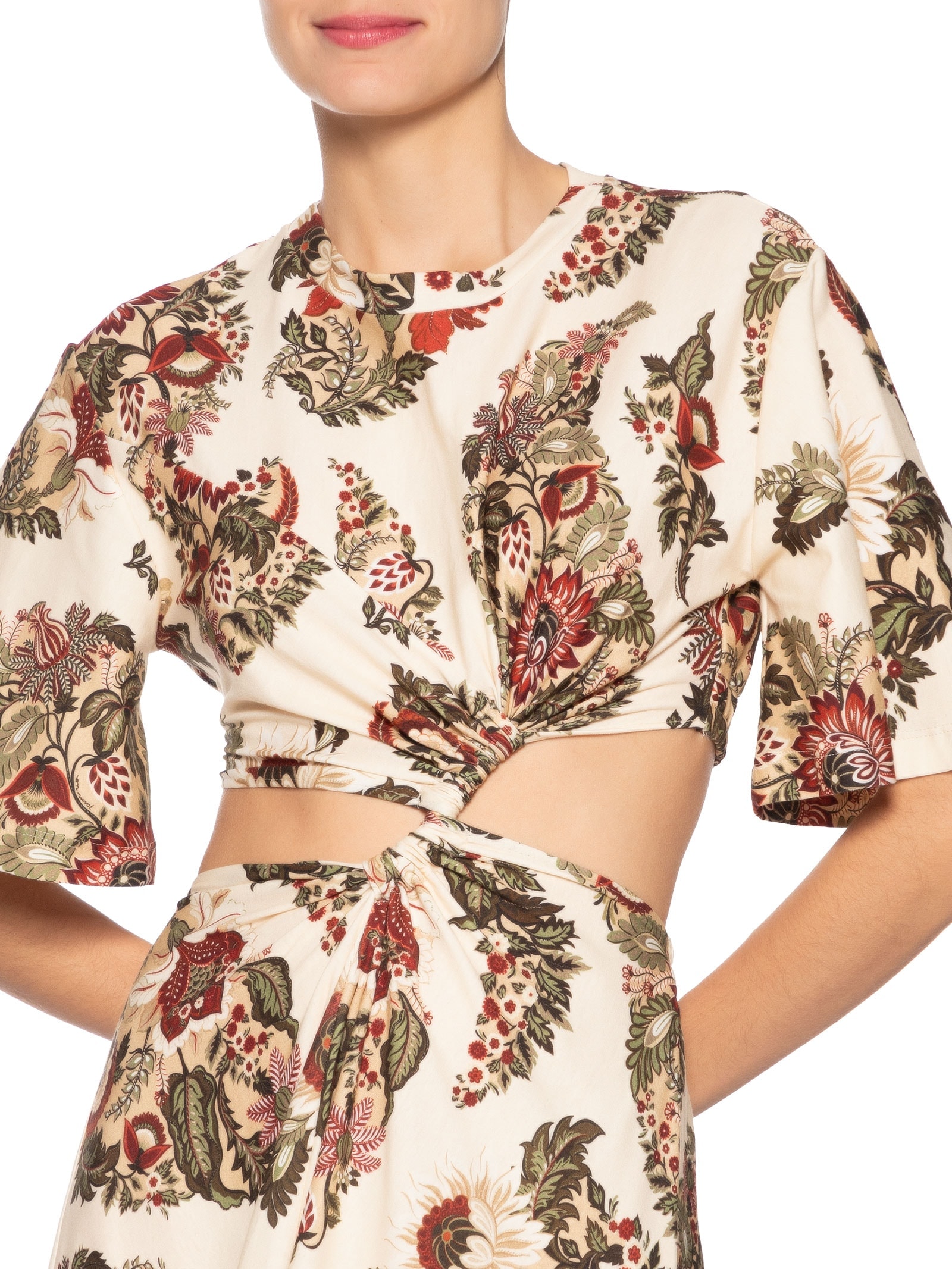 Vestido Midi Torção Floral Raiana Amarelo Farm