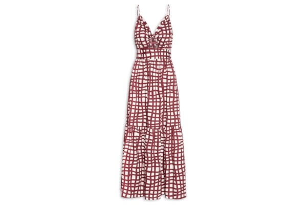 Vestido Midi Trama Vinho - Vermelho
