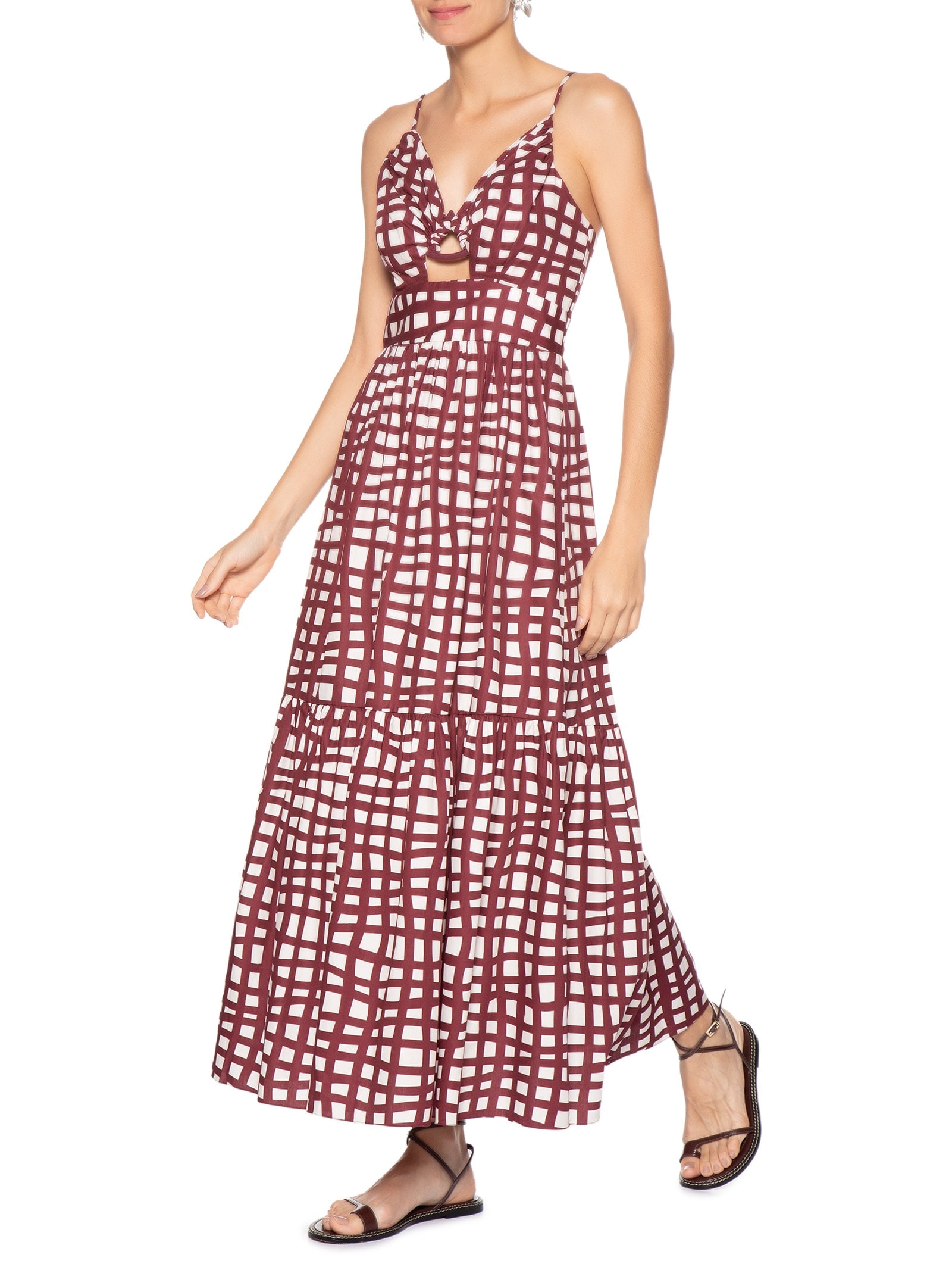 Vestido Midi Trama Vinho Vermelho Dress To