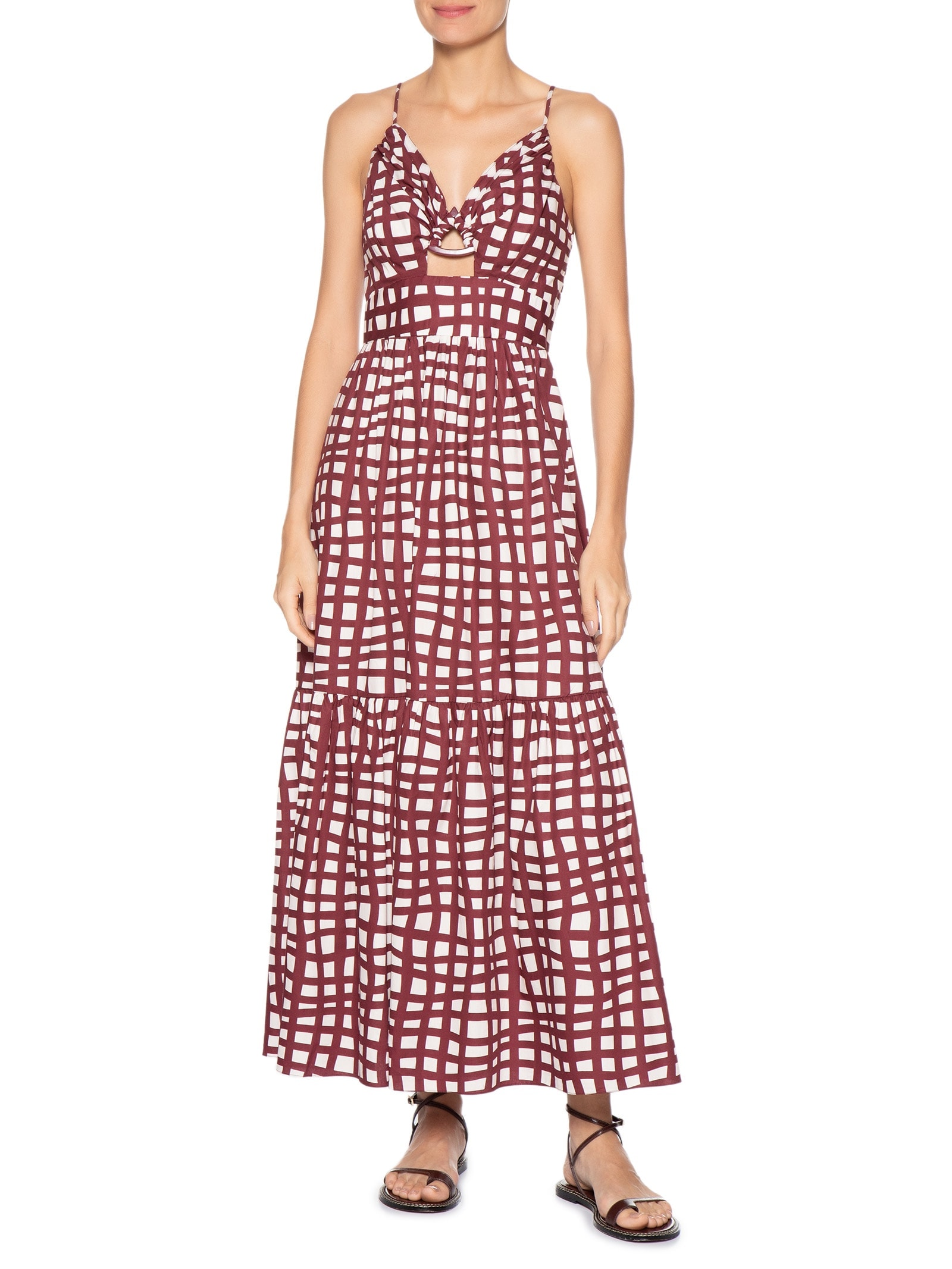 Vestido Midi Trama Vinho Vermelho Dress To