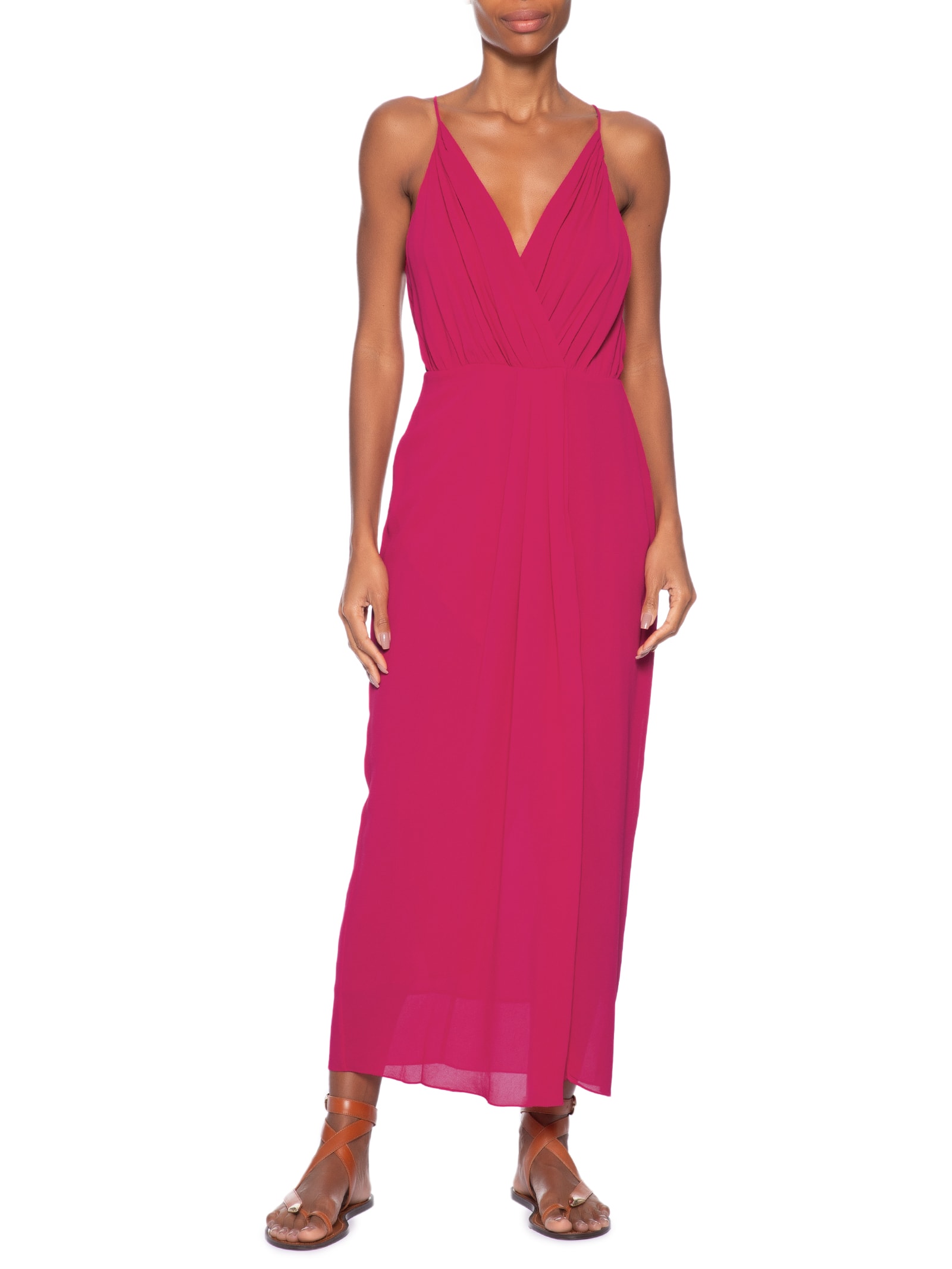 Vestido Midi Transpasse Cereja Rosa Animale
