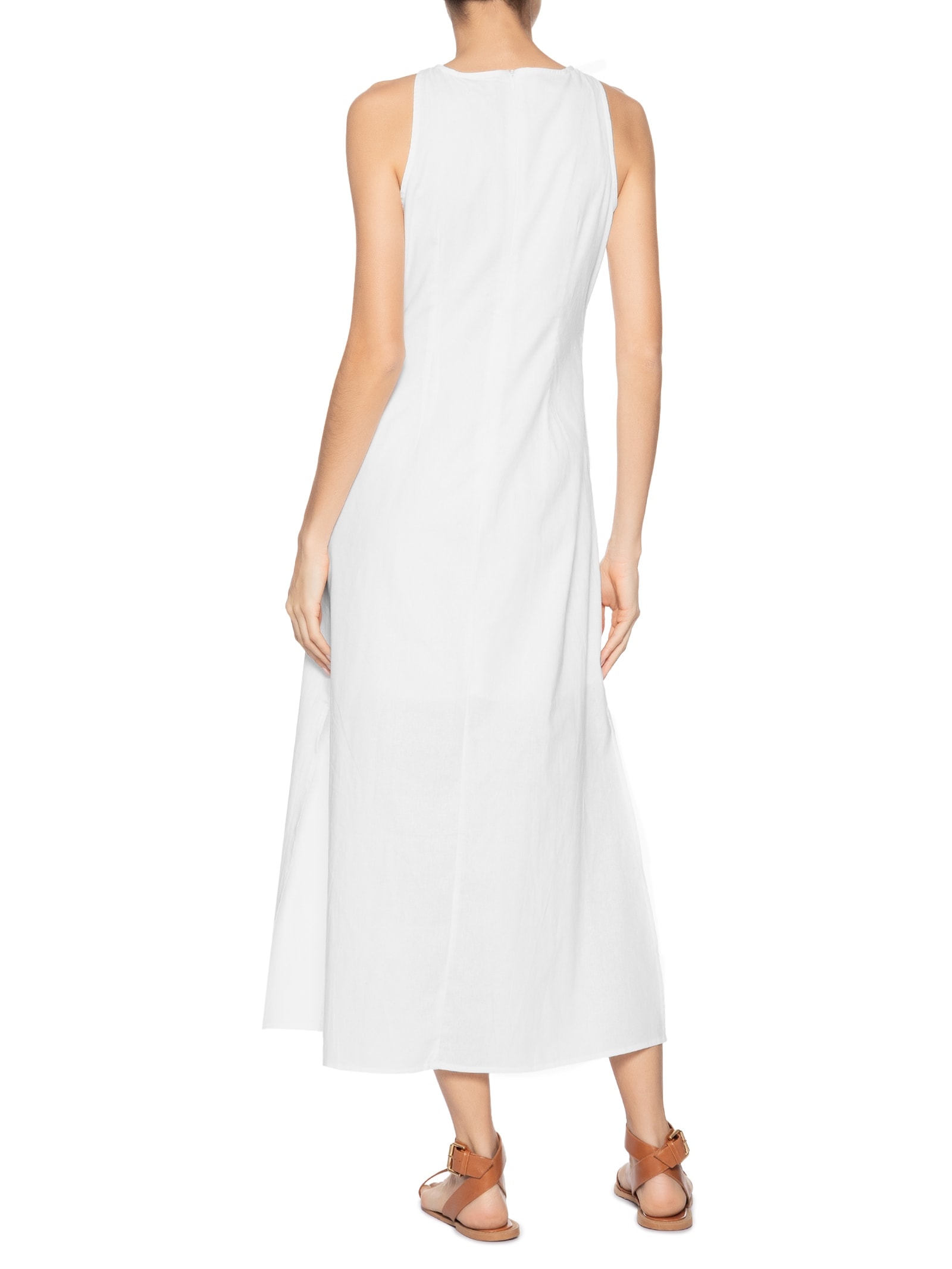 Vestido Midi Trapézio Com Linho Branco Basiq