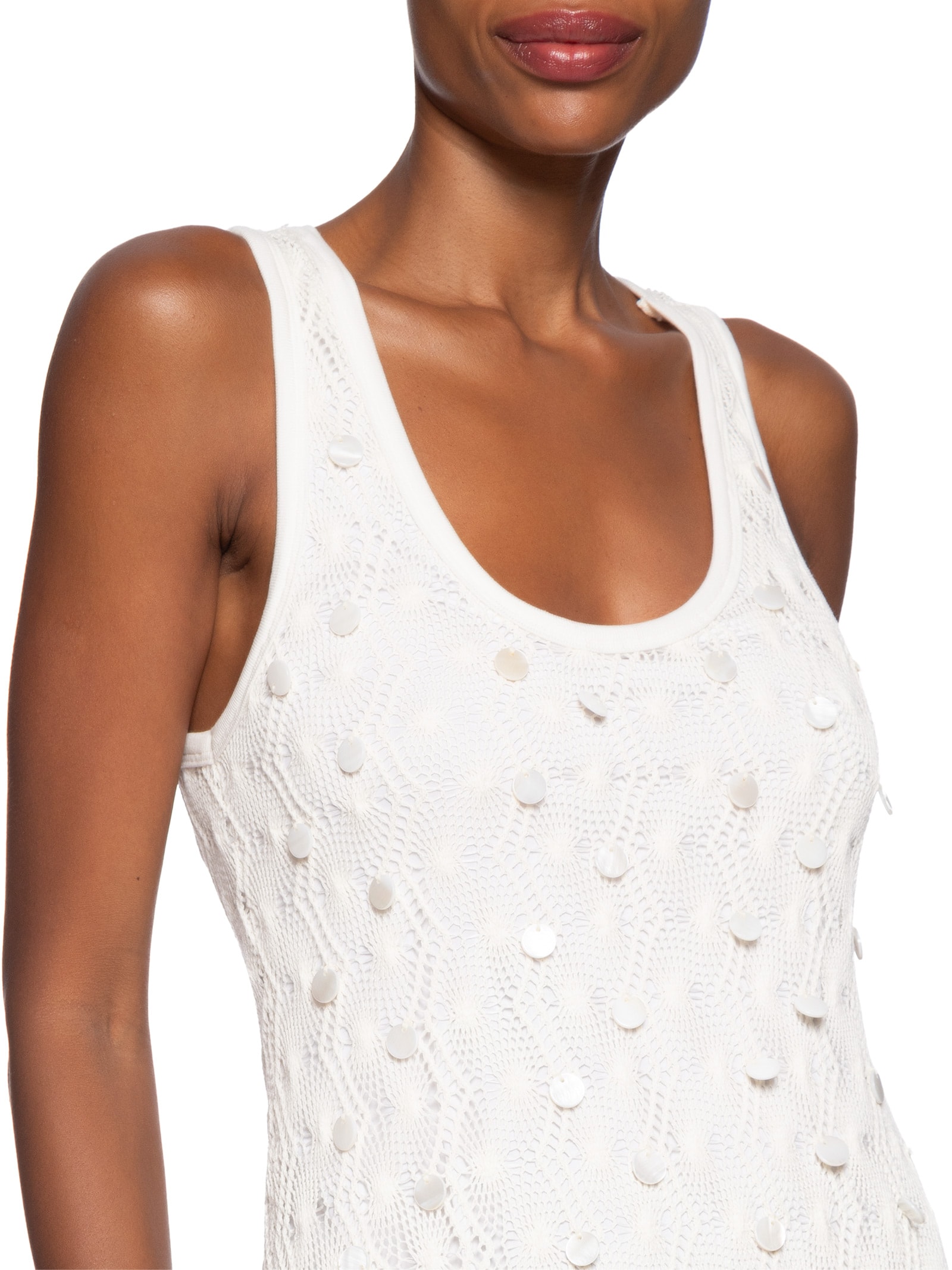 Vestido Midi Tricot Bordado Branco Animale Jeans