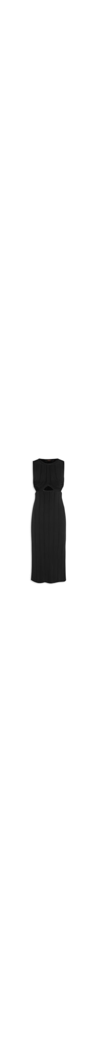 Vestido Midi Tricot Canelado Irregular - Preto