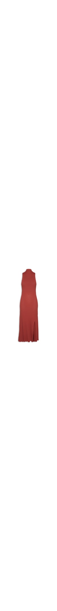 Vestido Midi Tricot Canelado Recortes - Vermelho