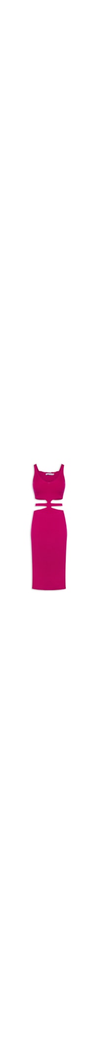 Vestido Midi Tricot Com Recortes Laterais - Rosa