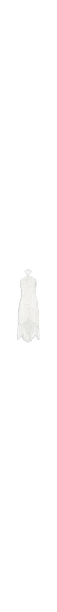 Vestido Midi Tricot Franja - Branco