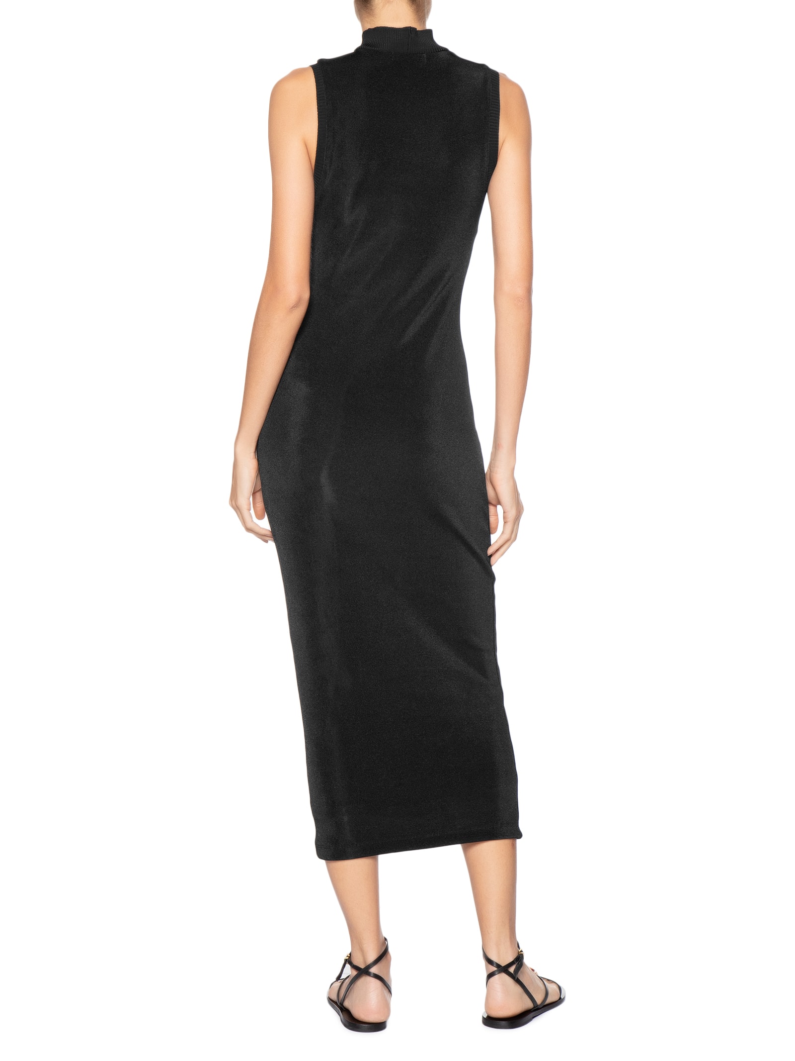 Vestido Midi Tricot Malha Gola Alta Preto Dress To