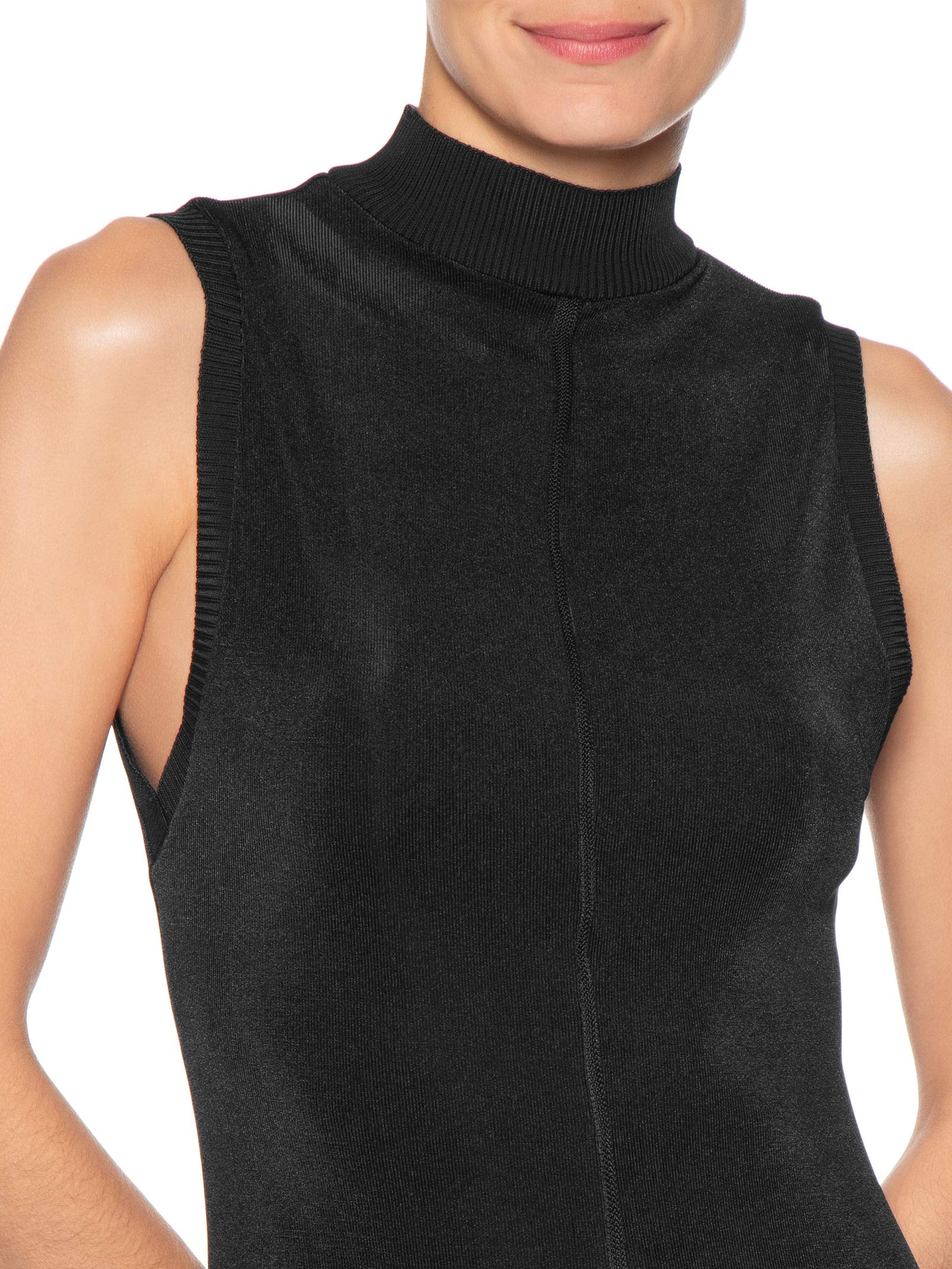 Vestido Midi Tricot Malha Gola Alta Preto Dress To