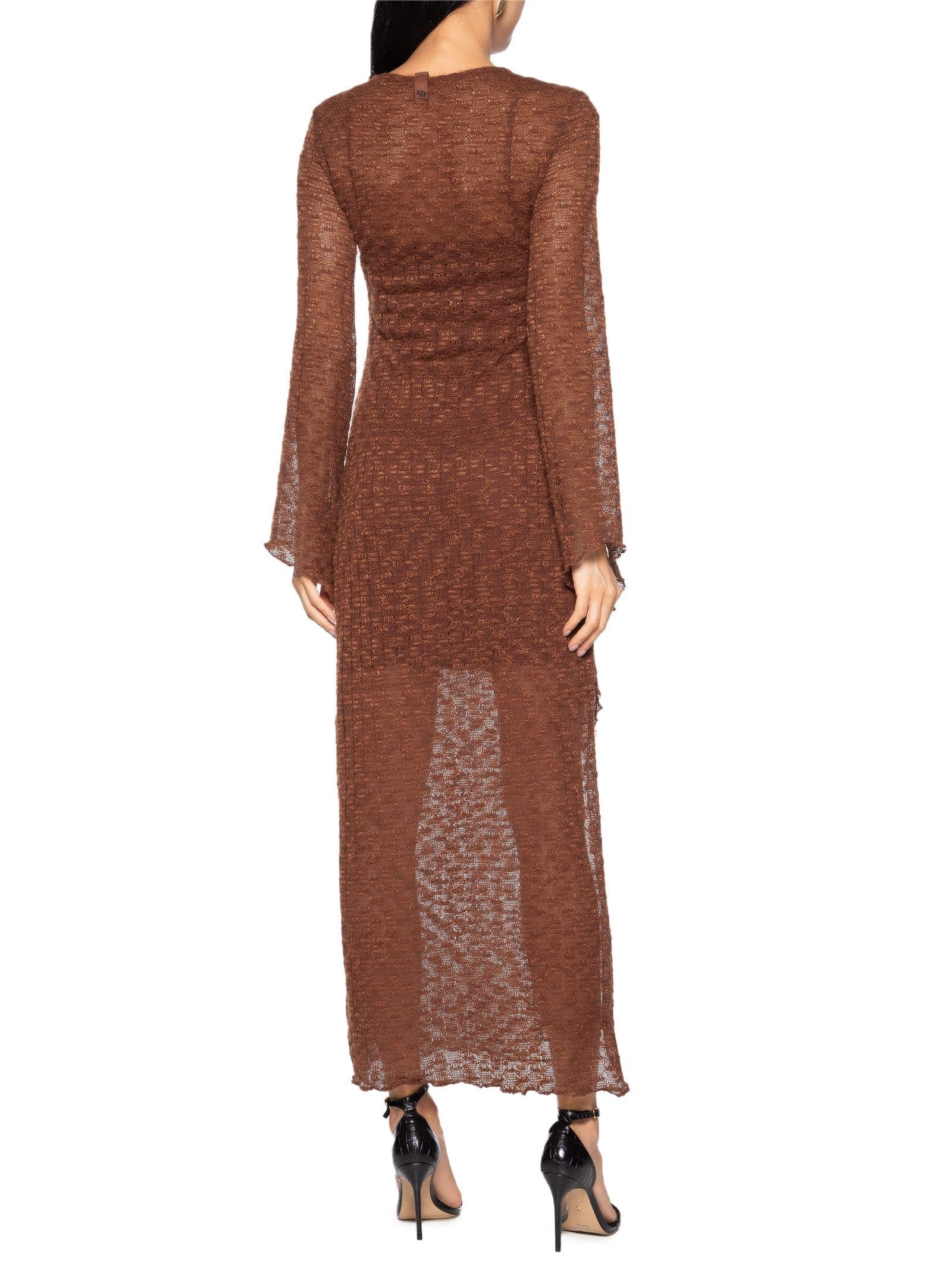 Vestido Midi Tricot Marrom Colcci